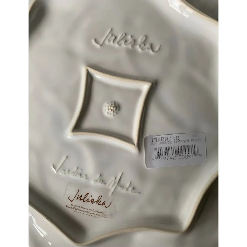 JULISKA JARDINS DU MONDE WHITEWASH CHARGER PLATE PLATTER -DISCONTINUED
